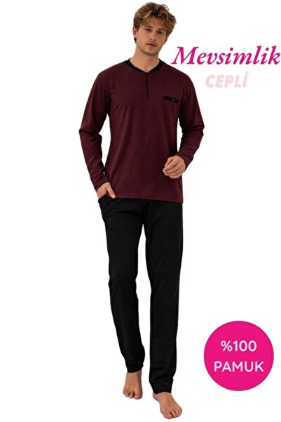 bie's Men's Claret Red Patterned 100% Cotton Transitional Wide Fit Long Sleev...