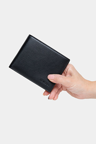REWİNA Massarelli X Genuine Leather Men's Black with Wallet Card Holder and M...