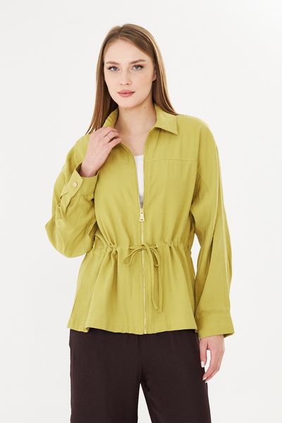 PIQUE Women's Coats Women's Waist-Fitted Shirt with Zipper