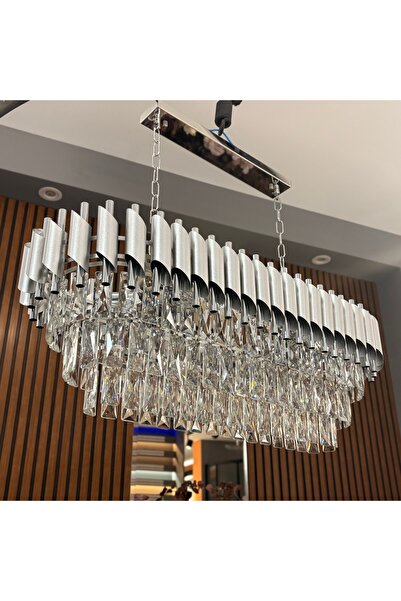 EmaNelcor Luxury Crystal Chandelier 8xE14, Metal and K9 Crystal, Rectangular ...