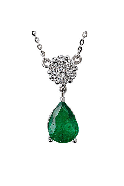 Harem Altın 1.07 Ct Pırlanta Zümrüt Taşlı Kolye RTKL7