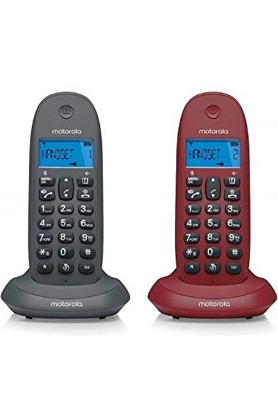 Motorola Set Duo - Telefon fix fara fir DECT C1002LB+ (Gri/Rosu)