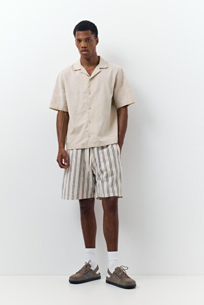 Pull & Bear Ketenli jogger bermuda şort