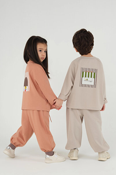 Mioma Kids Printed Long Sleeve T-Shirt Beige