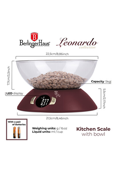 Berlinger Haus Kitchen scale with bowl BH 9615 Leonardo Collection