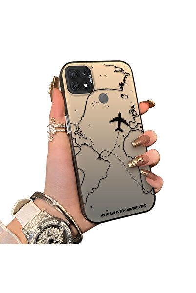 ucuc Oppo A15/A15S Uyumlu Sert Akrilik Arka Silikon Kenar Lens Koruma Kılıf U...