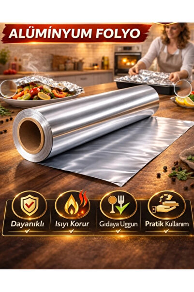 Saltuk Online Alüminyum Folyo Gıdaya Uygun – 30 cm Genişlik 100 cm uzunluk Ru...
