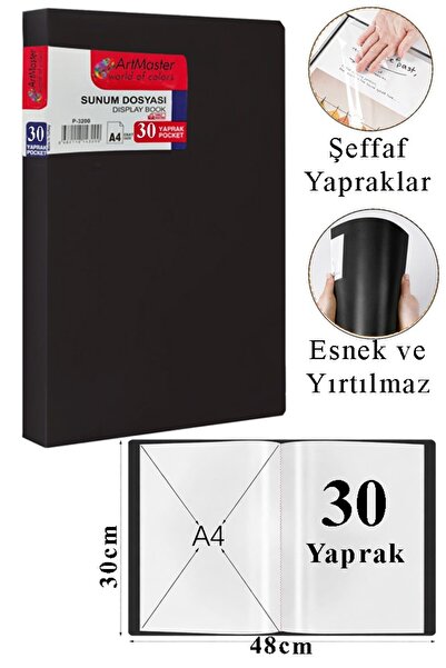 Artmaster Dosar negru pentru prezentări, 1 bucată cu 30 de pungi, Catalog de ...