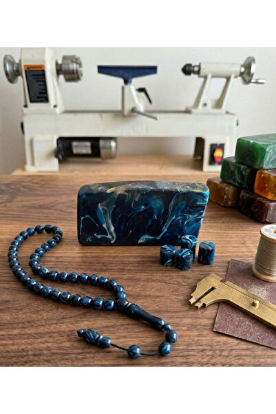 ARURTAKI 2 قطعة من قالب خرز التسبيح باللونين الأزرق والأبيض - قالب تسبيح مصبوب