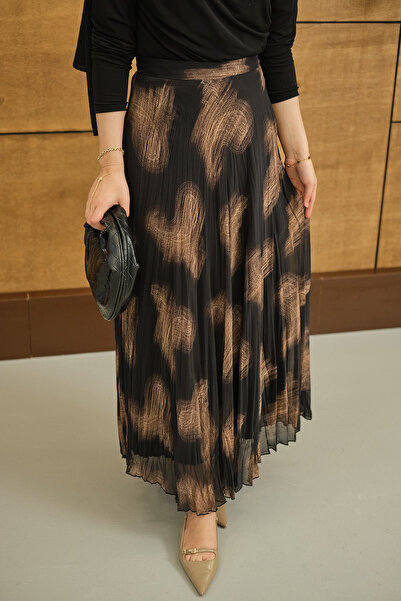 LOCCO Ženska asimetrična suknja kroj Postavljeno crna