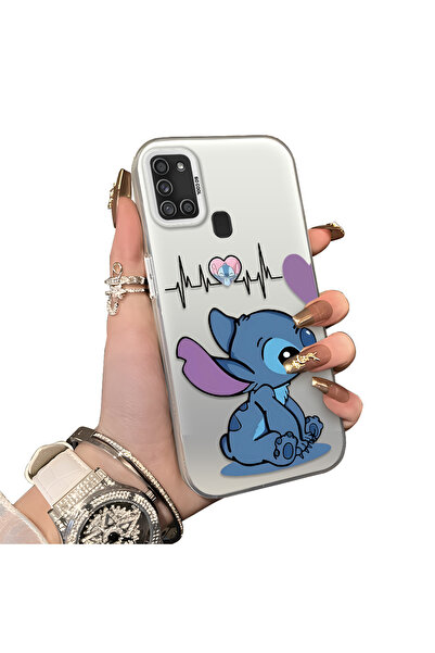 ucuc Samsung Galaxy A21S Uyumlu Sert Akrilik Arka Silikon Kenar Lens Koruma K...