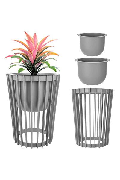 KADAX Suport de flori Loft cu două fețe, gri, 39,5 cm + 2 inserții