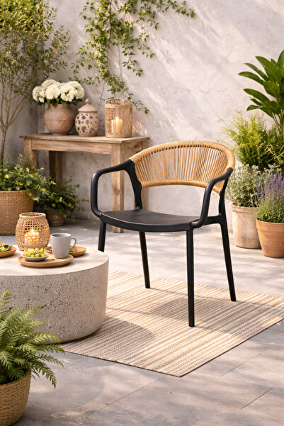 N.zone كرسي حديقة عصري بتصميم أنيق ومريح مقاوم للعوامل الجوية مثالي للشرفة وا...