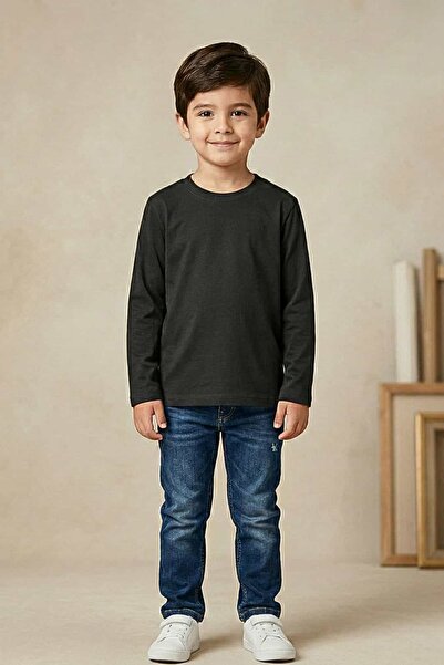 zubi kids Unisex Black Cotton Pack Long Sleeve T-Shirt (6-13 Years)
