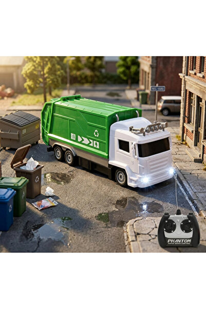 MJ TOYS Uzaktan Kumandalı Şarjlı Çöp Kamyonu Arabası Full Fonksiyon Şarjlı 1:...