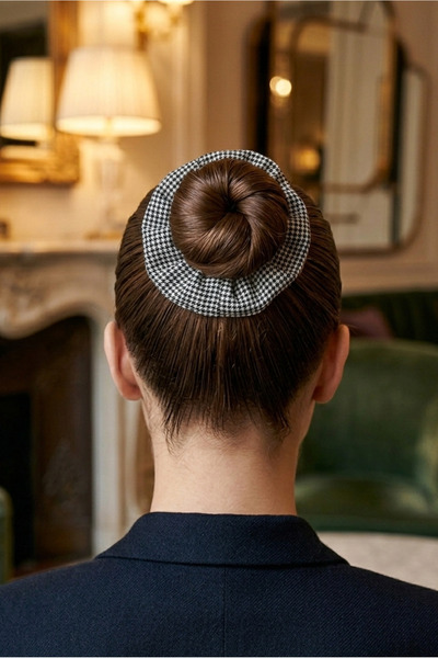 Happyline Plaid Pattern Fabric Hair Elastic, Bun Clip, Hair Clip, Elastic Cli...
