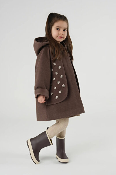 Mioma Kids Rüzgarlıklı Kaşe Kaban Kahve