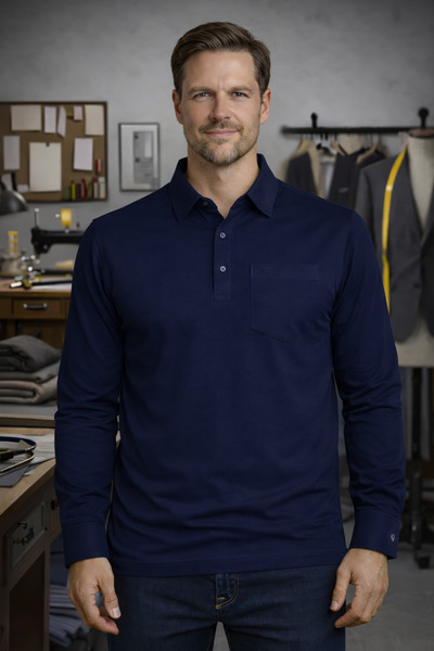 YAKAMEL Erkek Uzun Kollu Düğmeli Gömlek Yaka Cepli Günlük Tişört