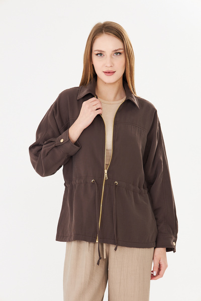 PIQUE Women's Coats Women's Waist-Fitted Shirt with Zipper