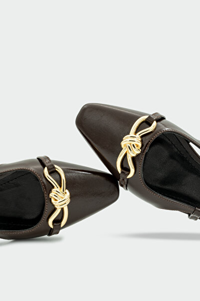 LAMİNTA Wesley Gold ženske ravne cipele u tamno smeđoj boji sa dodacima Balet...