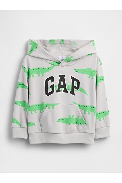 GAP Erkek Bebek Gri Relaxed Logo Fransız Havlu Kumaş Sweatshirt