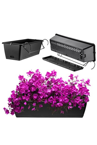 KADAX Cutie de balcon 60 cm Ghiveci de flori Suport pentru ghiveci Mânere Bal...