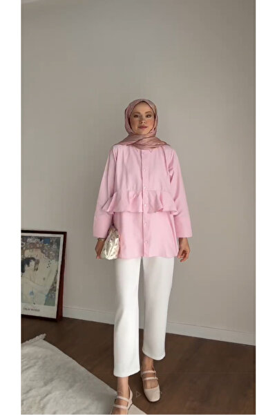 RFK Butik Women's Alerli Seyyar Belt Pack Poplin Shirt Tunic - Pink