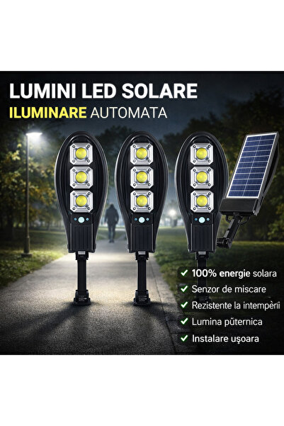 Generic SET 3 x Lampa Stradala cu 90 LED-uri, Incarcare Solara