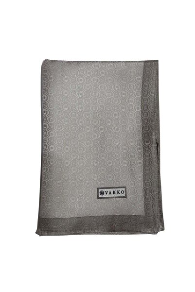 Vakko İpek Jakar Monogram Şal 32225-Vizon