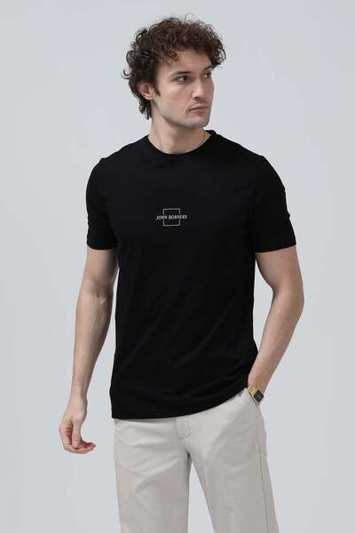 JB John Borners Ανδρικό T-Shirt με τετράγωνη λαιμόκοψη John με τύπωμα 100% Βα...