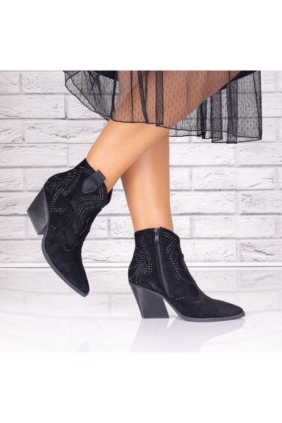 ALI Ghete damă negre din piele ecologică piele întoarsă Joida, mărimea 40