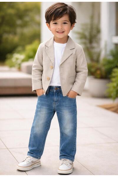 Zelhankids Комплект із 2 предметів для хлопчика: джинсові штани та лляна куртка