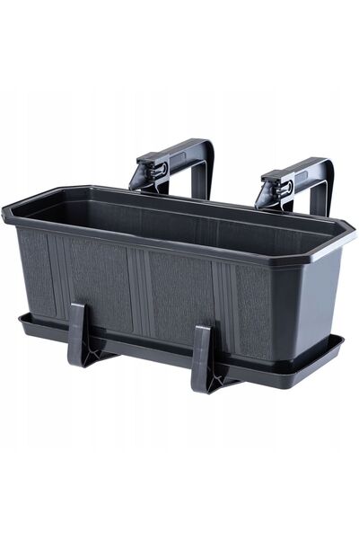 KADAX Ghiveci de balcon cu suport pentru flori și mânere, 40 cm, grafit