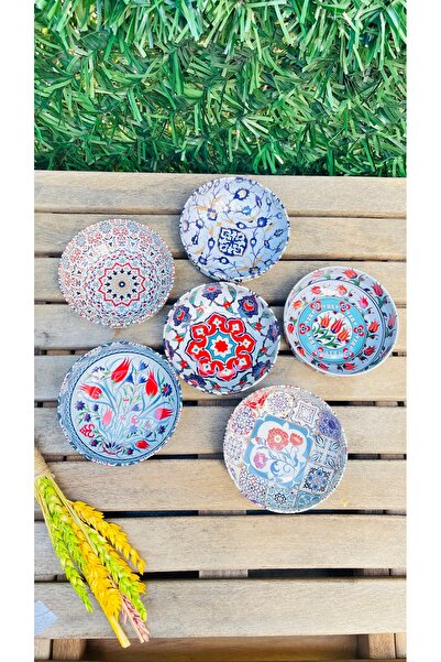 wanwa aksesuar Çini desenli orta boy metal kase 6lı set