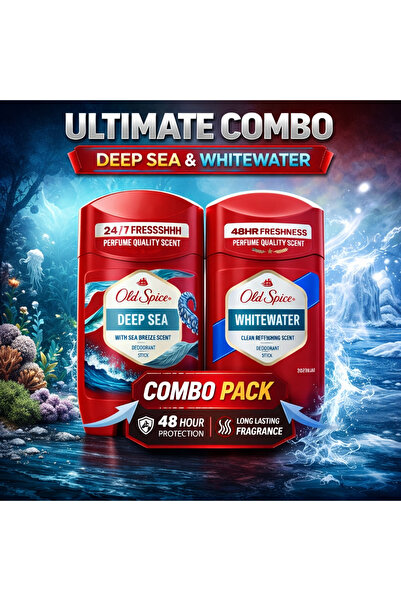 Old Spice مزيل عرق ديب سي آند وايت ووتر، انتعاش يدوم 48 ساعة، 2 × 50 مل