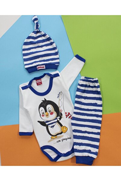 PENGUEN FİGÜRLÜ 3 PARÇA BEBE TAKIM