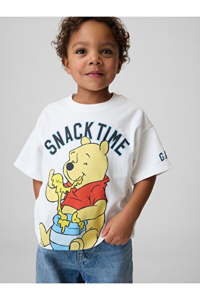 GAP Erkek Bebek Beyaz Winnie The Pooh Oversized Grafik Baskılı T-Shirt