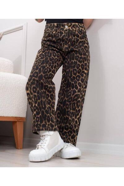 BERFONZO KIDS devojčica Leopard dezen Široke nogavice pantalone