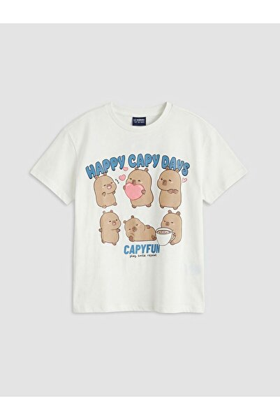 LC Waikiki LCW Kids okrugla kragna Capyfun Štampano Majica za devojčice