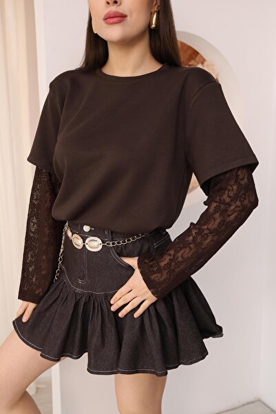 DUAS Dantel Kol Detay Tshirt