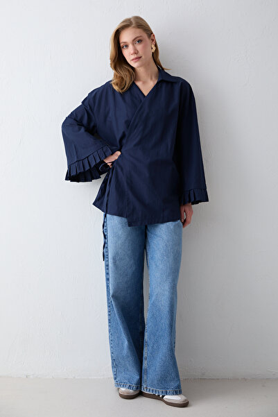 Melike Tatar Na vezivanje Poplin Košulja 3-2301