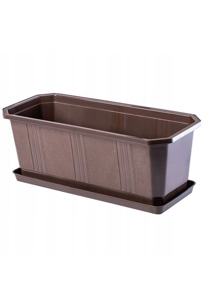KADAX Ghiveci de balcon cu suport pentru flori, maro, 40 cm, cu balustradă