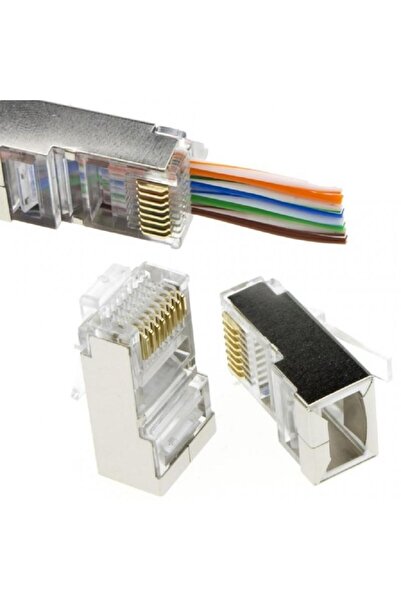 Emtex RJ45 FTP shielded EMTEX plug, cat.5e, passthrough (100 pcs)