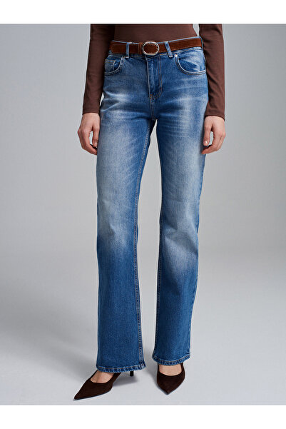 Dilvin 72296 Nizak struk Kaiš Pantalone-Blue