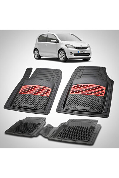 TEAMCAR Πατάκια δαπέδου Skoda Citigo I Συμβατά Hatchback 2011-2017 | Κόκκινα