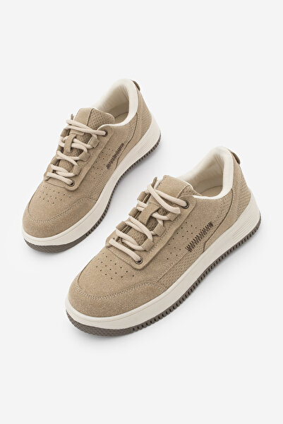 Marjin Дамски високи спортни обувки Loske Camel Suede