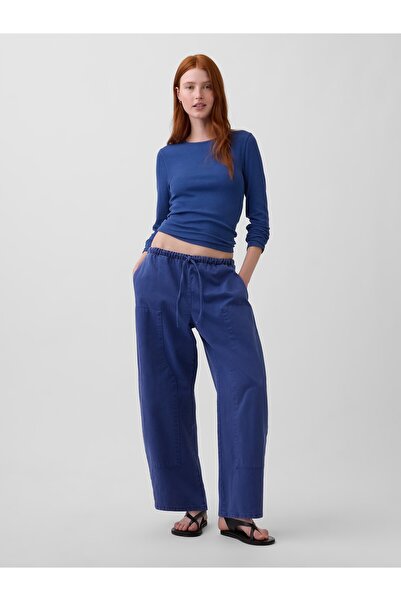 GAP Kadın Kobalt Mavisi Easy Double-Knee Barrel Pantolon