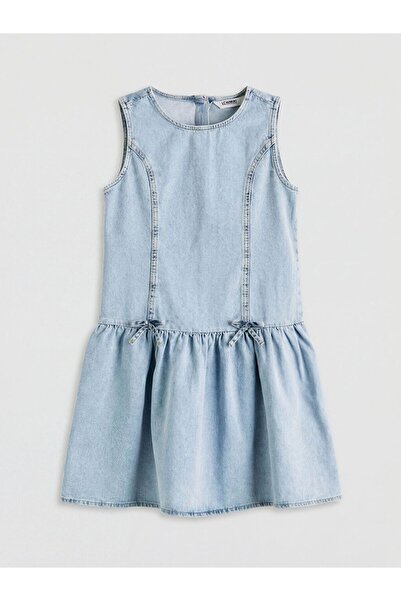 LC Waikiki LCW Kids Λεπτομέρεια με φιόγκο Κοριτσίστικο τζιν φόρεμα