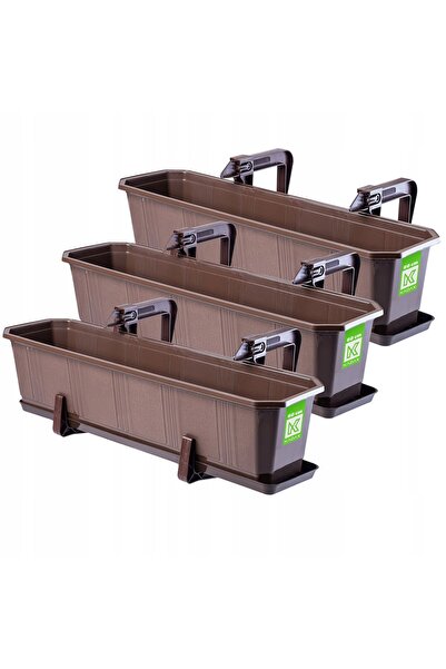 KADAX Cutie de balcon 60 cm Ghiveci de flori Suport pentru ghiveci Mânere 3 b...