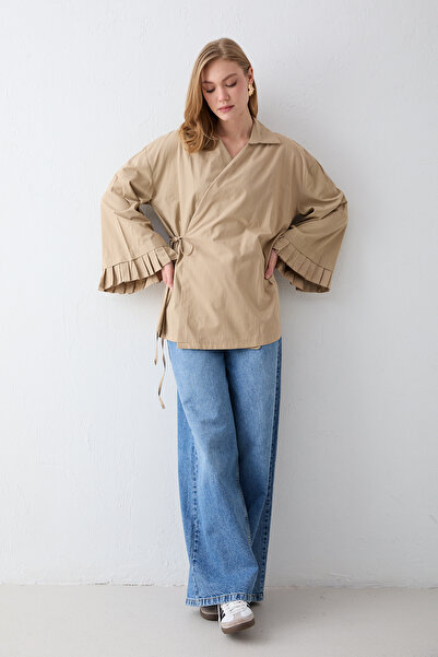 Melike Tatar Na vezivanje Poplin Košulja 3-2301